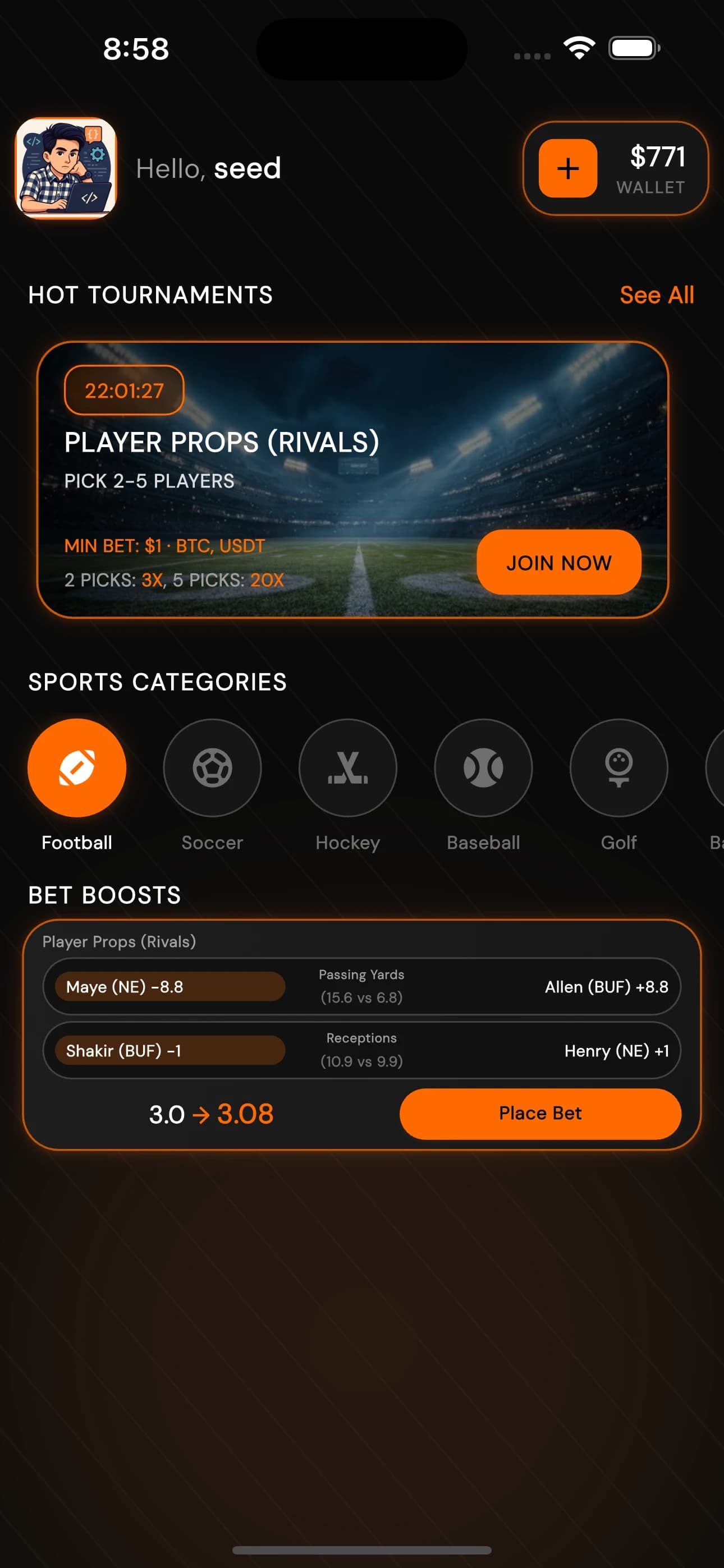 247Clash app screen 1